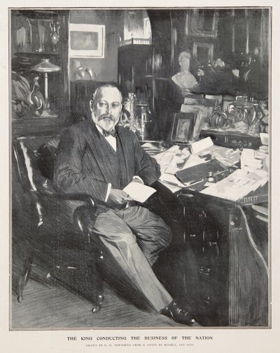 Re Edoardo VII che conduce gli affari della nazione da Frederick Henry Townsend