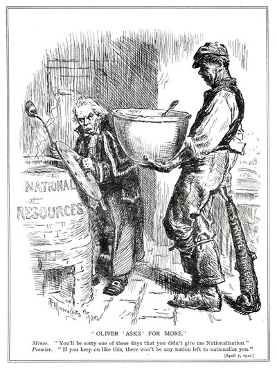 Lloyd George affronta minacce di sciopero dai minatori, aprile 1920 da Frederick Henry Townsend
