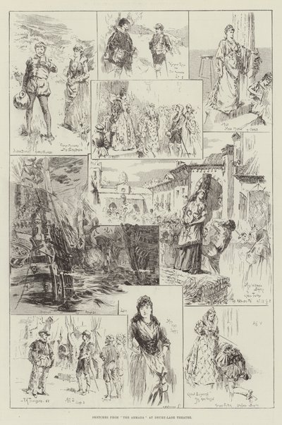 Schizzi da The Armada al Drury-Lane Theatre da Frederick Henry Townsend
