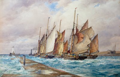Rye Harbour, Sussex: La partenza della flotta peschereccia da Frederick James Aldridge