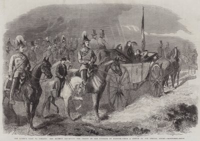 La visita della Regina in Irlanda, Sua Maestà passa in rassegna le truppe sul Curragh di Kildare da Frederick John Skill