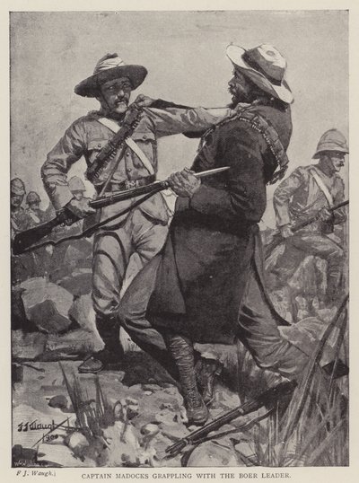 Il Capitano Madocks che lotta con il capo boero (litografia) da Frederick Judd Waugh