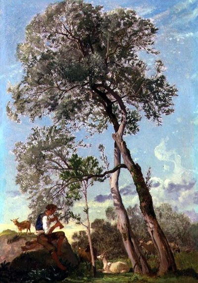Nella Campagna, un capraio che suona il flauto da Frederick Lee Bridell