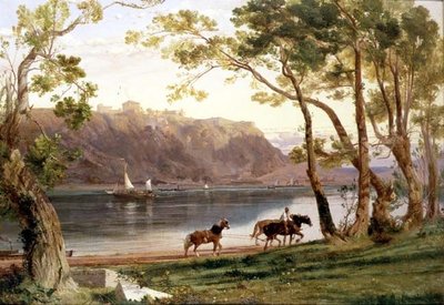Paesaggio fluviale con cavalli da barca da Frederick Lee Bridell