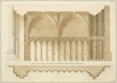 Portale del Collegio, sezione e pianta da Frederick Mackenzie