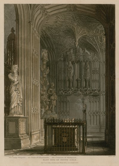 Estremità orientale della navata sud, Abbazia di Westminster, Londra da Frederick Mackenzie