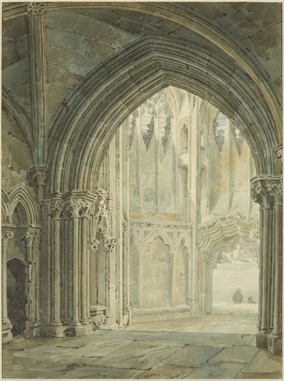Interno del portico nord di St Mary Redcliffe da Frederick Mackenzie