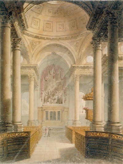 Interno della chiesa di St Stephen Walbrook, Città di Londra da Frederick Mackenzie