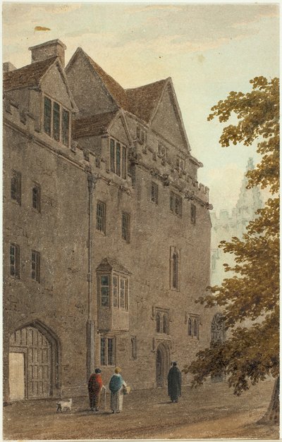 Vecchia Magdalen Hall dalla Passeggiata di Ghiaia Bruciata A.D. da Frederick Mackenzie