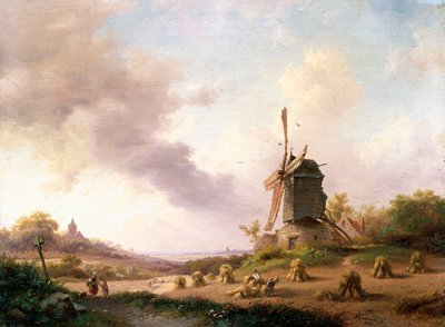 Mietitori in un paesaggio esteso, 1850 da Frederick Marianus Kruseman