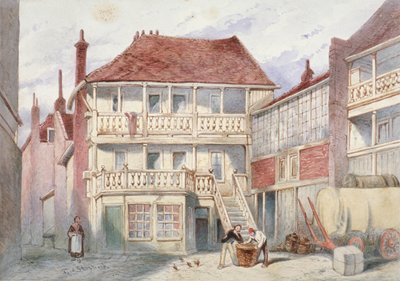 Veduta della taverna French Horn, Holborn, Londra, 1840 da Frederick Napoleon Shepherd