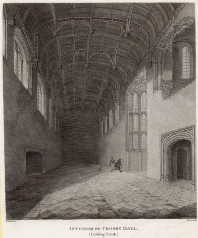Interno di Crosby Hall, vista verso sud da Frederick Nash