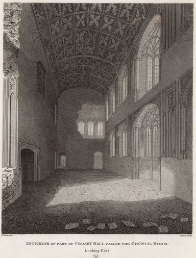 Interno di parte di Crosby Hall da Frederick Nash
