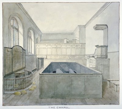 Vista interna della cappella nella prigione di Newgate, Old Bailey, Città di Londra, 1840 da Frederick Nash