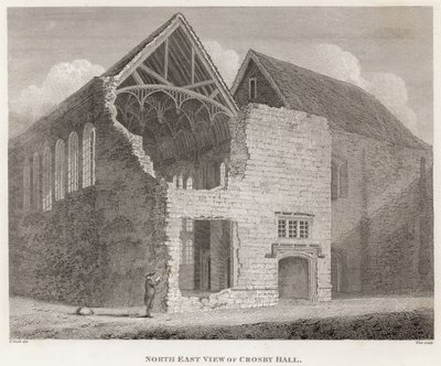 Veduta nord-est di Crosby Hall da Frederick Nash
