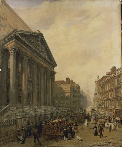 La Mansion House da Poultry guardando verso Cheapside e St. Mary-Le-Bow da Frederick Nash