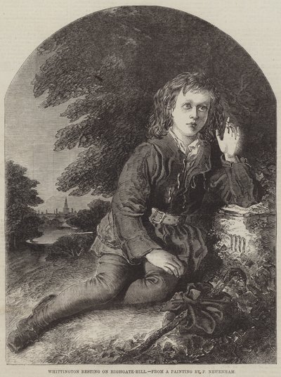 Whittington che riposa su Highgate-Hill da Frederick Newenham