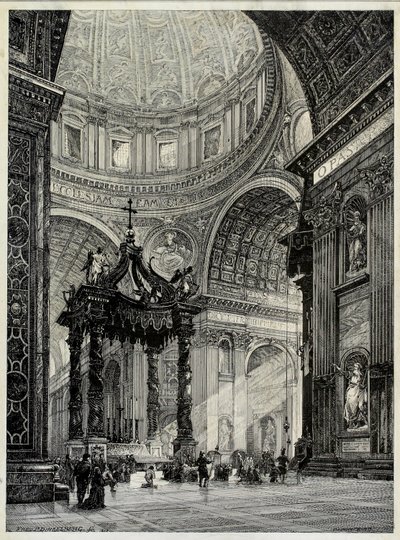 Basilica di San Pietro, Roma, Italia, vista interna, 1878 da Frederick P Dinkelberg