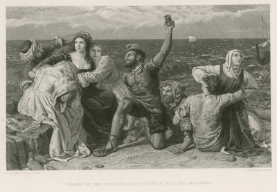 Pirati del Mediterraneo che giocano a dadi per i prigionieri da Frederick Richard Pickersgill