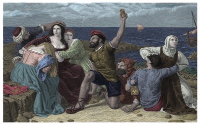 Pirati del Mar Mediterraneo giocano ai prigionieri. Illustrazione di Frederick Richard Pickersgill (1820-1900) 1869 da Frederick Richard Pickersgill