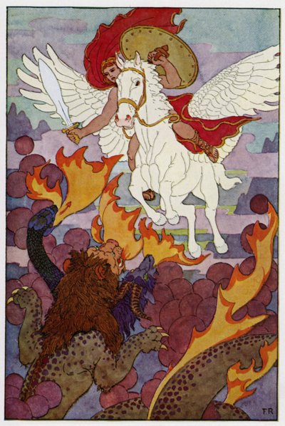 Pegaso verso la testa tripla della Chimera da Frederick Richardson