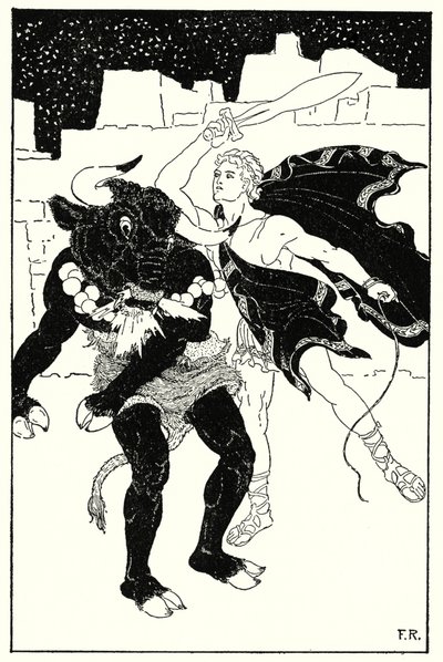 Seguì la lotta più terribile tra Teseo e il Minotauro che sia mai avvenuta da Frederick Richardson