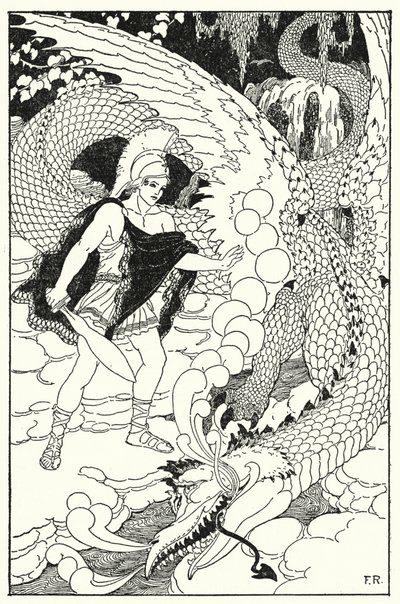 Quando il drago vide Cadmo, emise un altro sibilo abominevole da Frederick Richardson