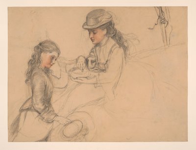 Studio di due ragazze, con uno studio di una mano a destra da Frederick Sandys