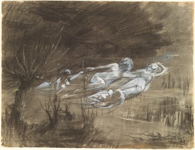 Donna che Fluttua in un Fiume Assistita da Due Spiriti Femminili da Frederick Trapp Friis