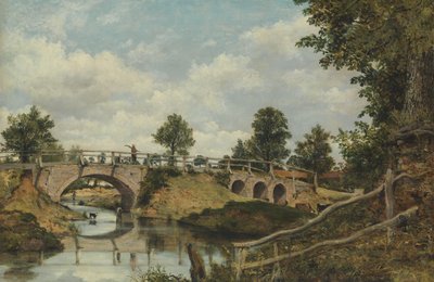 Un vecchio ponte a Hendon, Middlesex, ca. 1828 da Frederick W Watts
