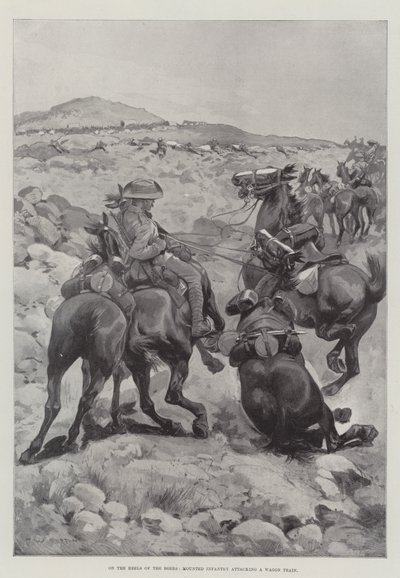 Sulle tracce dei Boeri, fanteria montata che attacca un treno di carri da Frederick William Burton