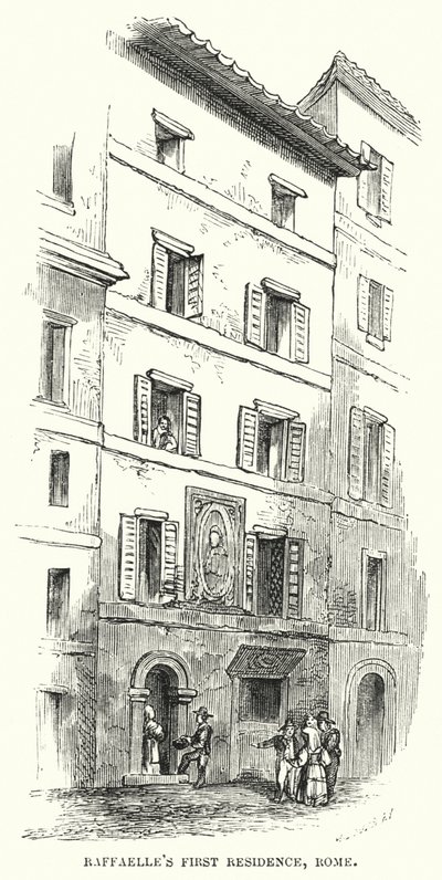 La prima residenza di Raffaello, Roma (incisione) da Frederick William Fairholt