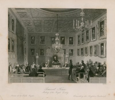 Somerset House, riunione della Royal Society da Frederick William Fairholt
