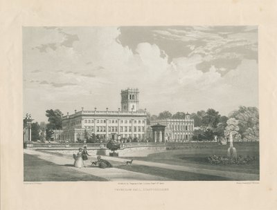 Trentham Hall: incisione litografica, nd [c 1846] da Frederick William Hulme