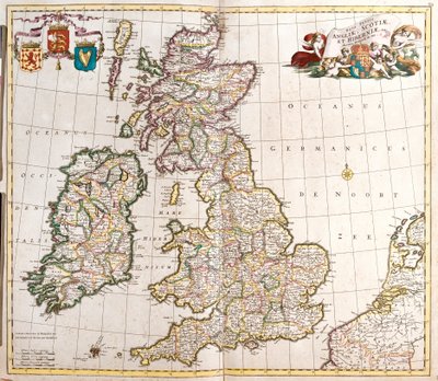 Mappa di Inghilterra, Scozia e Irlanda (Gran Bretagna) da Frederick de Wit