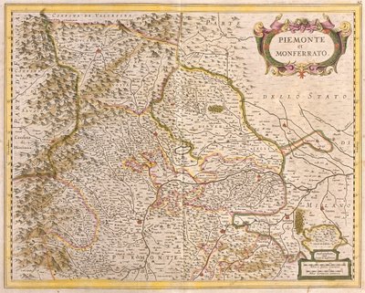 Mappa del Piemonte, Italia da Frederick de Wit