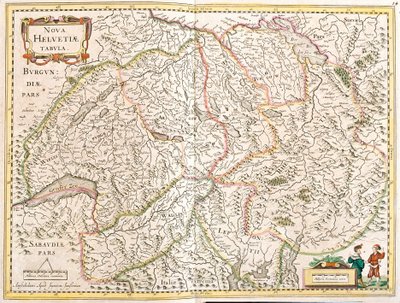 Mappa della Svizzera da Frederick de Wit