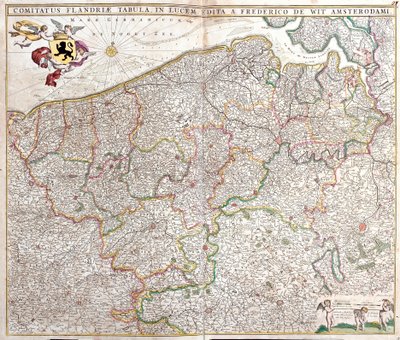 Mappa della Contea delle Fiandre (Francia e Belgio) da Frederick de Wit