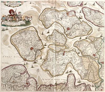Mappa della Contea di Zelanda (Paesi Bassi) da Frederick de Wit