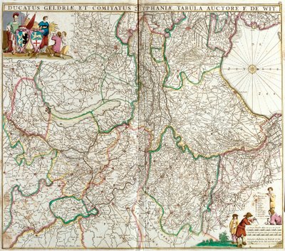 Mappa del Ducato di Gheldria e della Contea di Zutphen (Germania) da Frederick de Wit