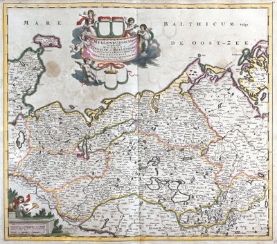Mappa del Ducato di Meclemburgo Schwerin (Germania) da Frederick de Wit
