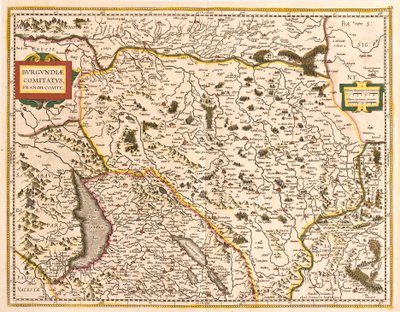 Mappa della Franca Contea (Francia) da Frederick de Wit