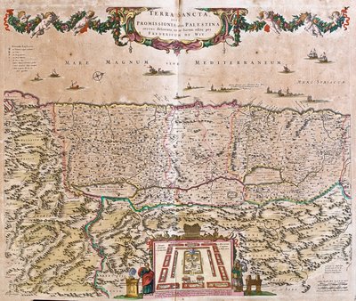 Mappa della Terra Santa (Israele, Palestina) da Frederick de Wit
