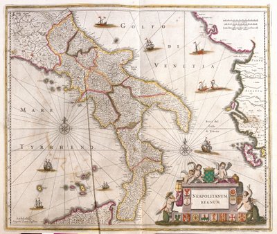 Mappa del Regno di Napoli (Italia) da Frederick de Wit