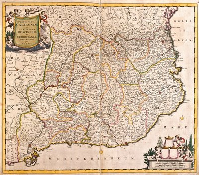Mappa del Principato di Catalogna (Spagna) da Frederick de Wit