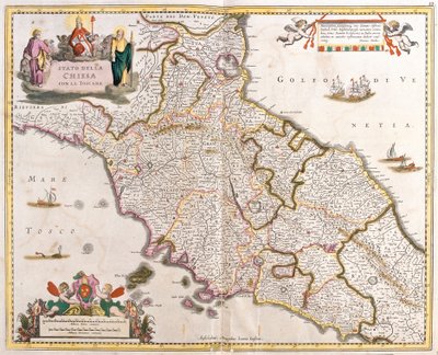 Mappa degli Stati della Chiesa in Toscana (Italia) da Frederick de Wit