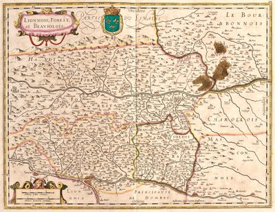 Mappe dei territori di Lione e Beaujolais (Francia) da Frederick de Wit