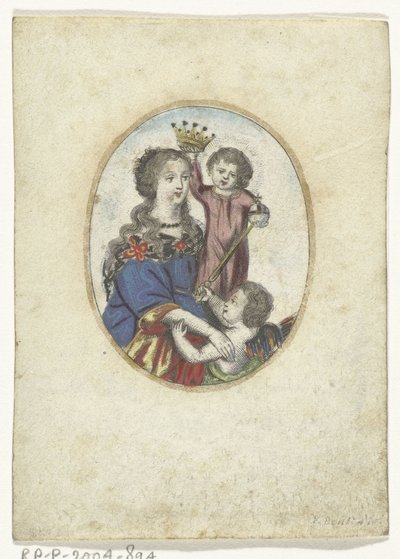 Madonna con Bambino e angelo in ovale da Frederik Bouttats (de Jonge) (attributed to)
