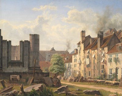 Vista della Piazza del Marmo con le rovine della Chiesa incompiuta di Federico da Frederik Hansen Sodring