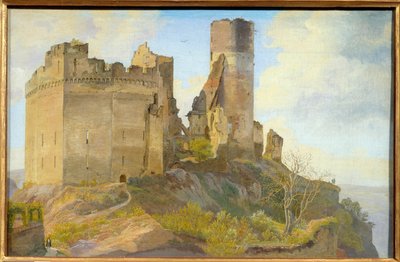 Veduta delle rovine del castello di Schönburg vicino a Oberwesel sul Reno in Germania da Frederik Hansen Sodring